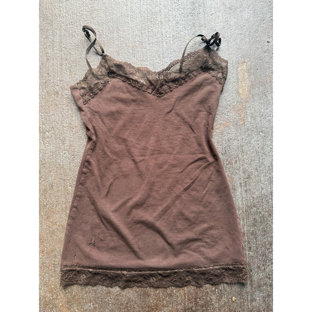 Y2K Deb Lace Brown Top 2000s Size Small